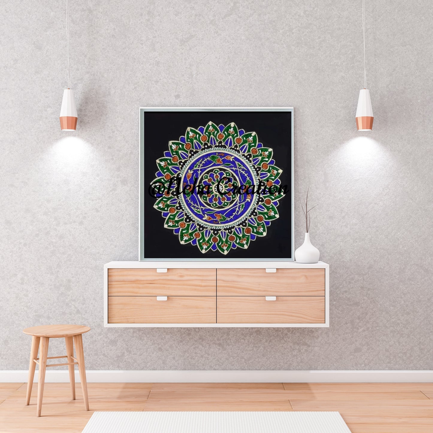 Green blue Mini MANDALA Painting