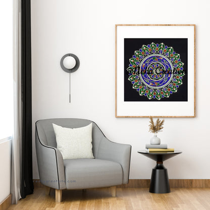 Green blue Mini MANDALA Painting