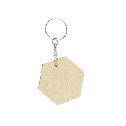 MDF DIY Keychain-Hexagon (6 Pieces)