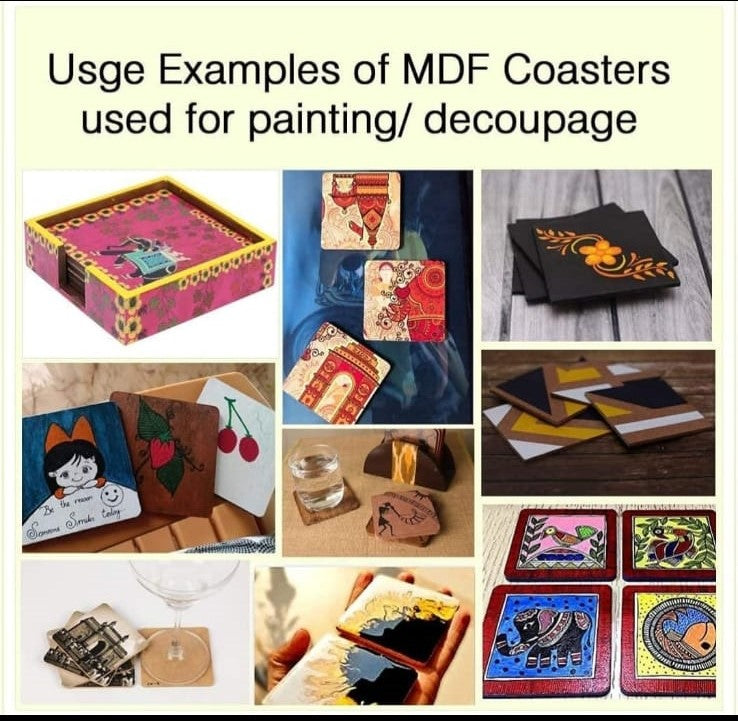 MDF DIY Coaster Square- 3.5"(12 Piece)