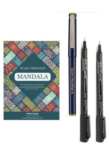 mandala book with Brustro Fine Liners and  Luxor Practice Pen