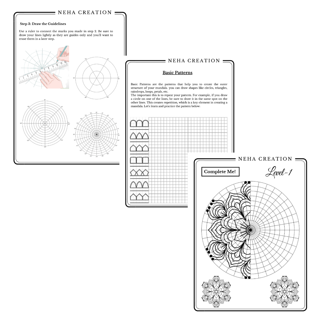 Walk through MANDALA Book + Metal tip multicolor Fineliner