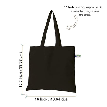 VantageKart Black Cotton Plain Tote Shopping Bags