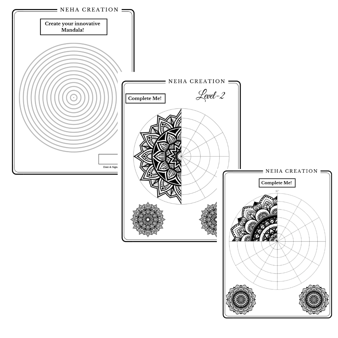 Walk through MANDALA Book + Metal tip multicolor Fineliner