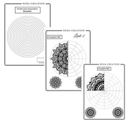 Walk through MANDALA Book + Metal tip multicolor Fineliner