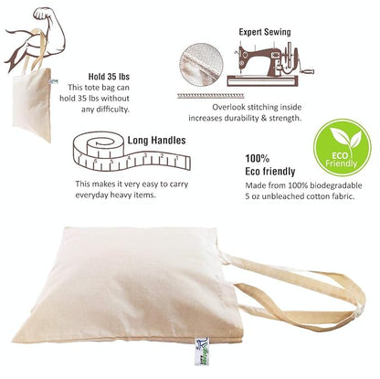 VantageKart Natural  Cotton Plain Tote Shopping Bags