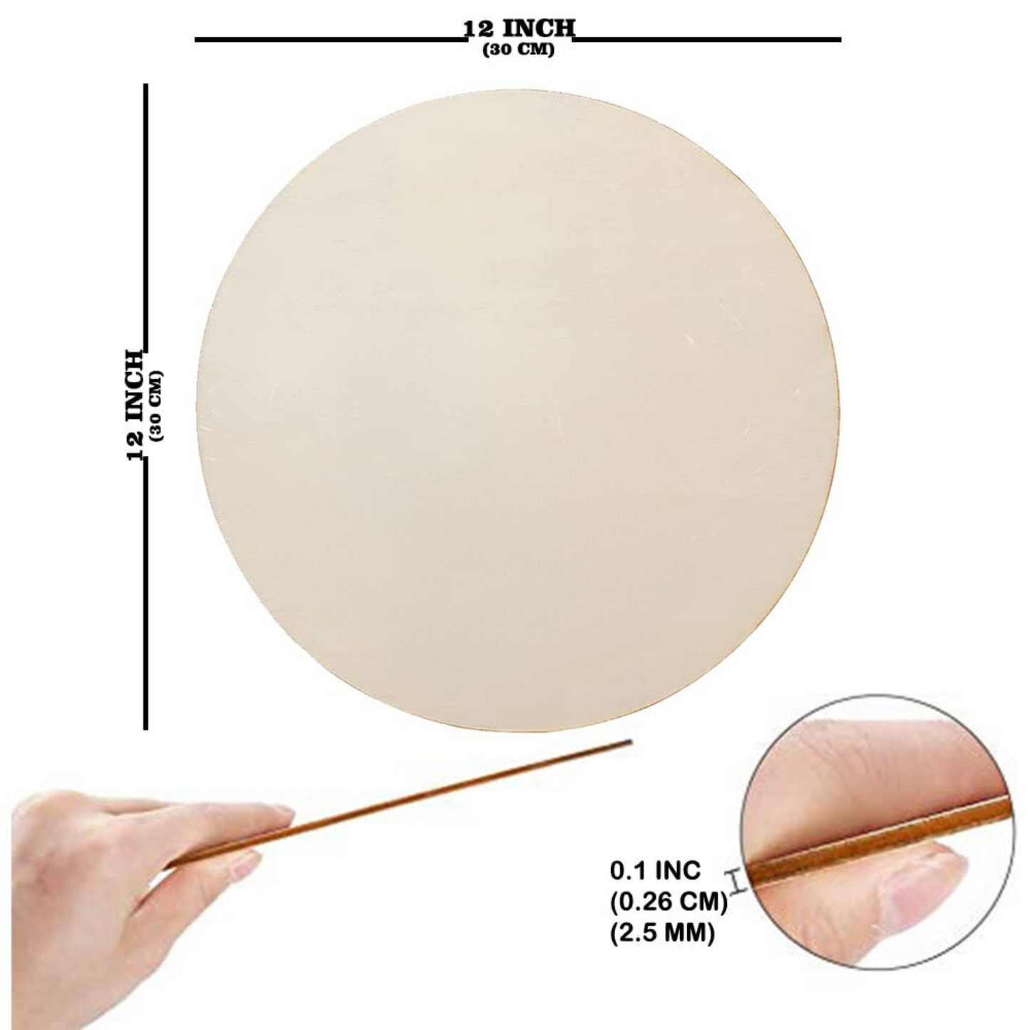 Combo of MDF Plain Round Circle (Set of 12)