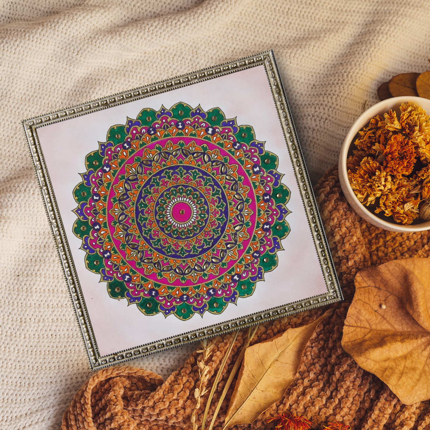 Intricate Meenakari Ornate Mandala Painting