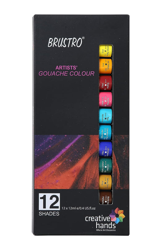 Brustro Artists Gouache Colour Paint (Set of 12 Colours)