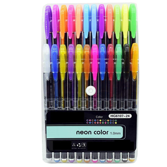 Set Of 24 Neon Fine Gel Pens