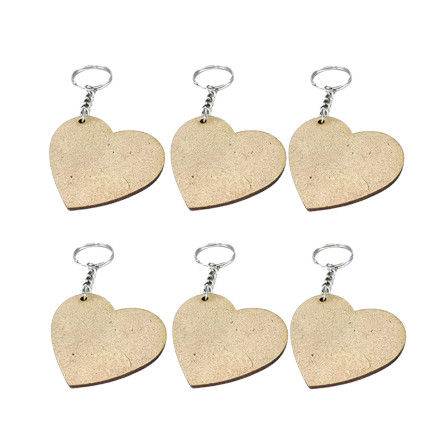 MDF DIY Keychain-Heart(6 Pieces)