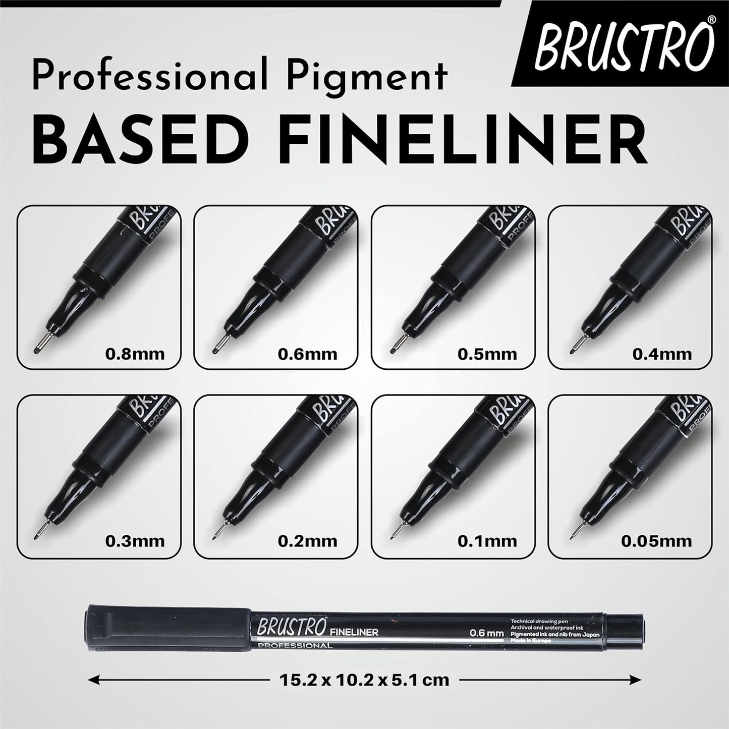BRUSTRO Professional Fineliner - Set of 6 (Black)