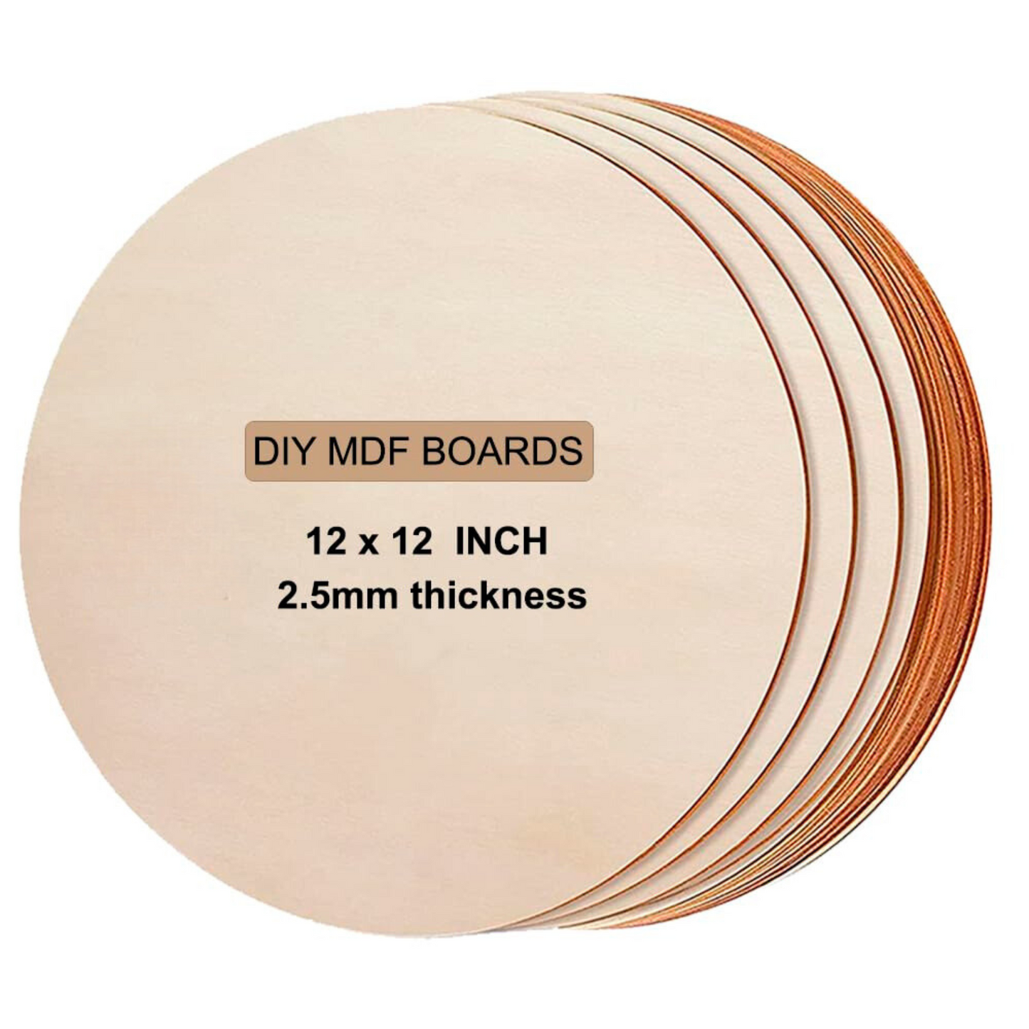 Combo of MDF Plain Round Circle (Set of 12)