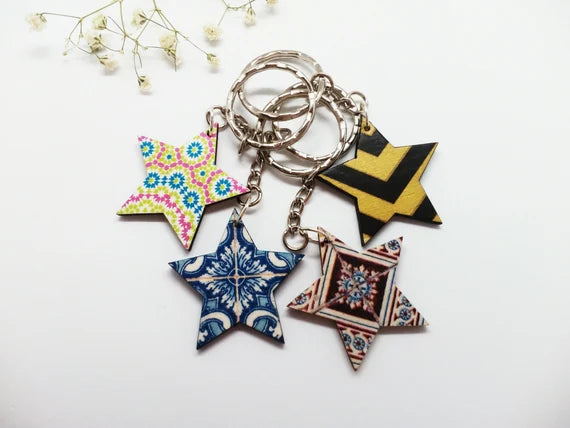 MDF DIY Keychain-Star(1 Pieces)