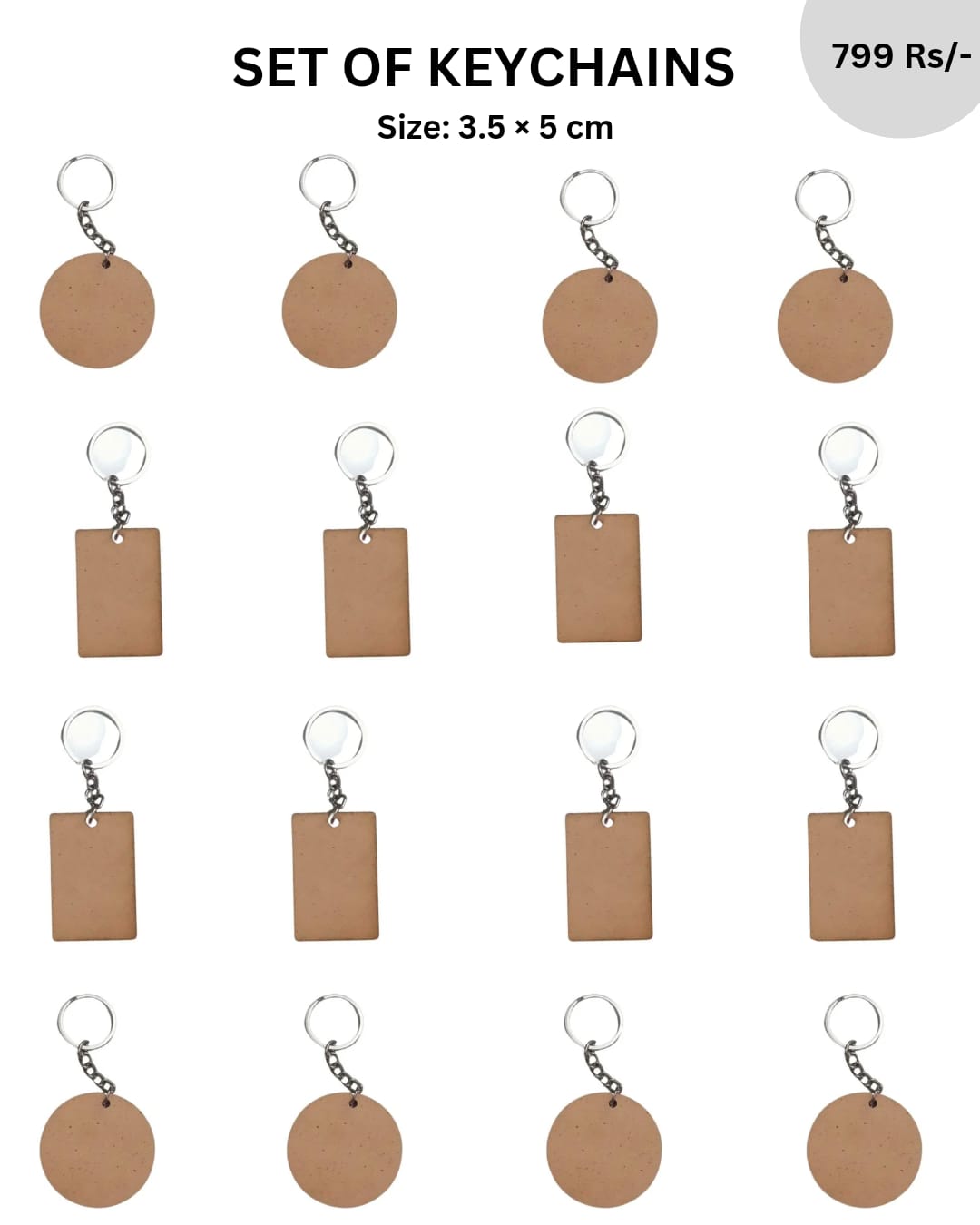 Set Of 16 MDF Keychains