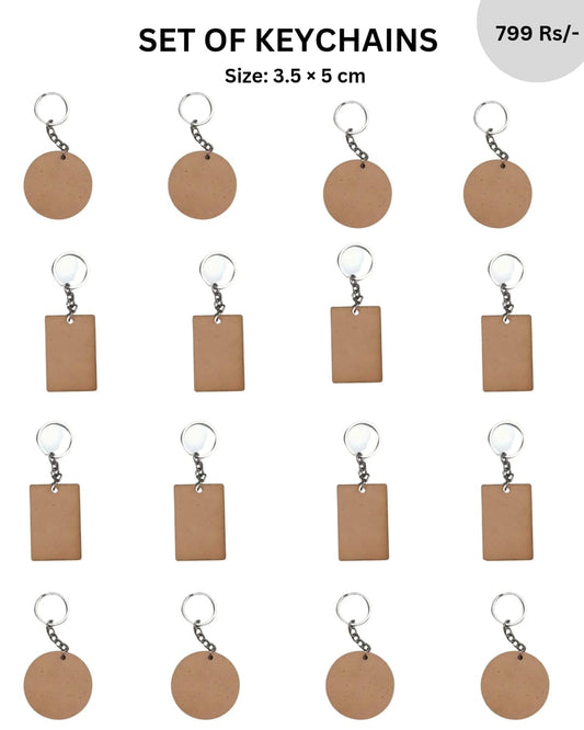 Set Of 16 MDF Keychains